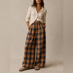 Roolee Wide-Leg Plaid Pants – Effortless & Chic